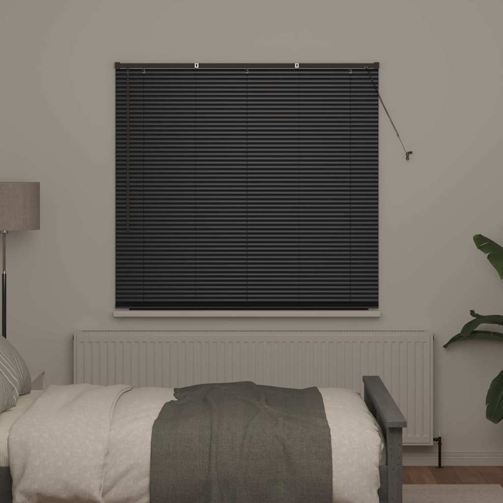 Window Blind with Curtains Manual Black Aluminium